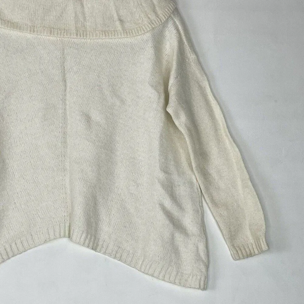Express Women Cowl Neck Ivory Sweater XSmall azimetrical Long Sleeves